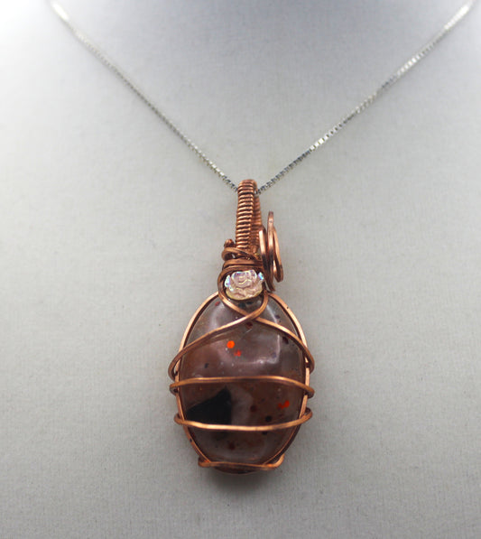 Raw Copper & Sunstone Mini Flower Pendant Necklace