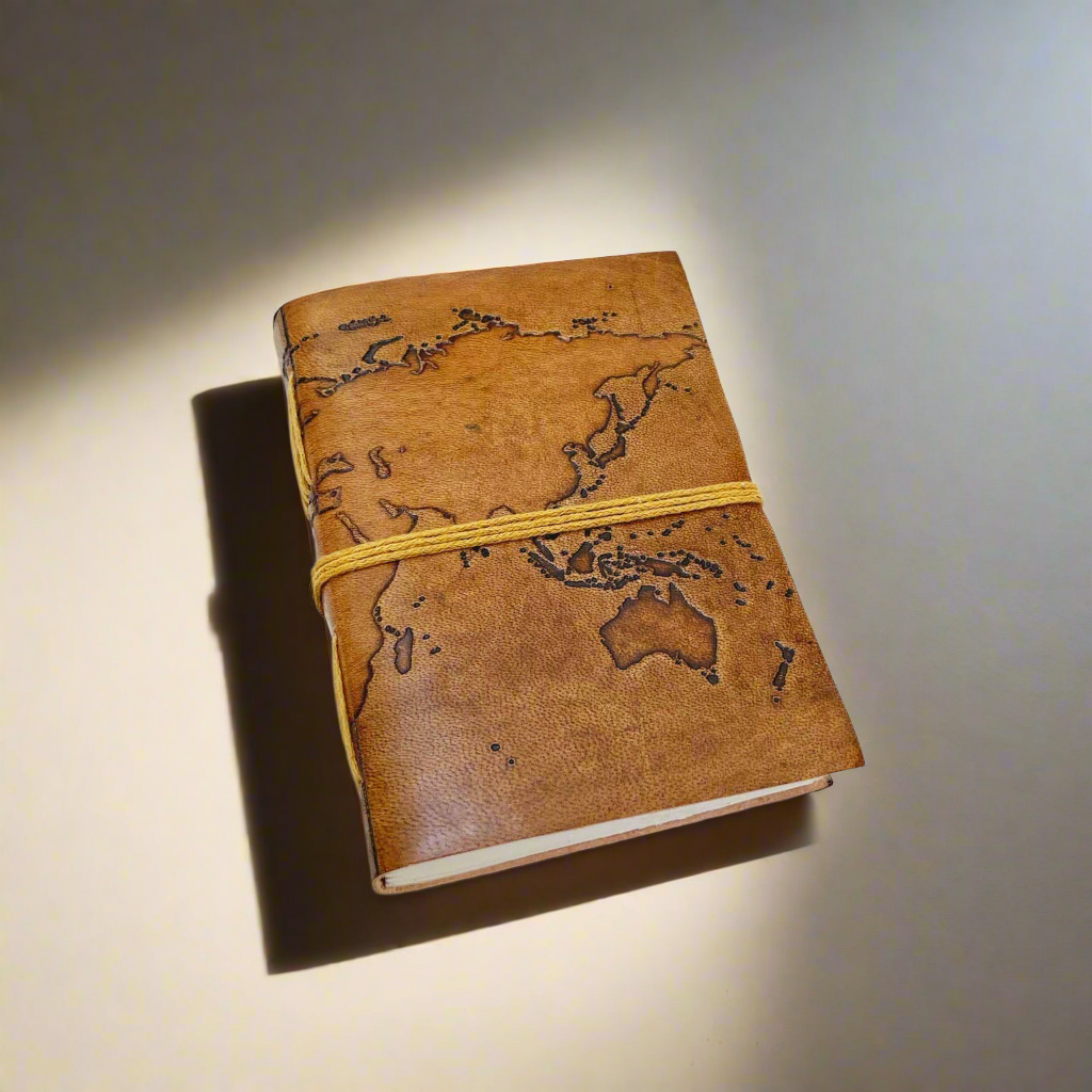 Vintage World Map | 7x5 | Handmade Leather Journal
