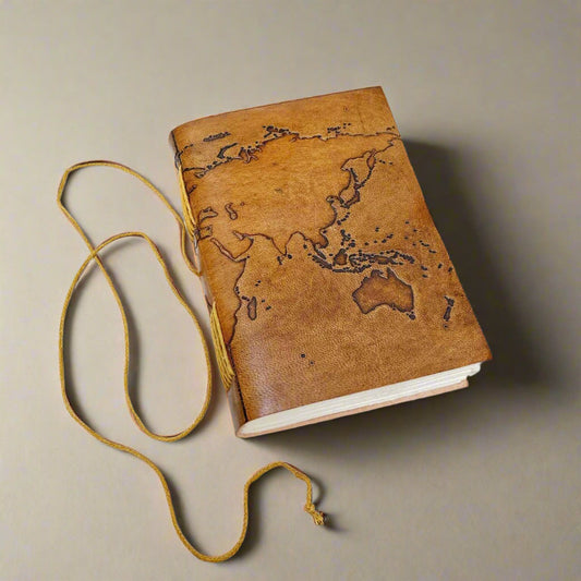 Vintage World Map | 7x5 | Handmade Leather Journal