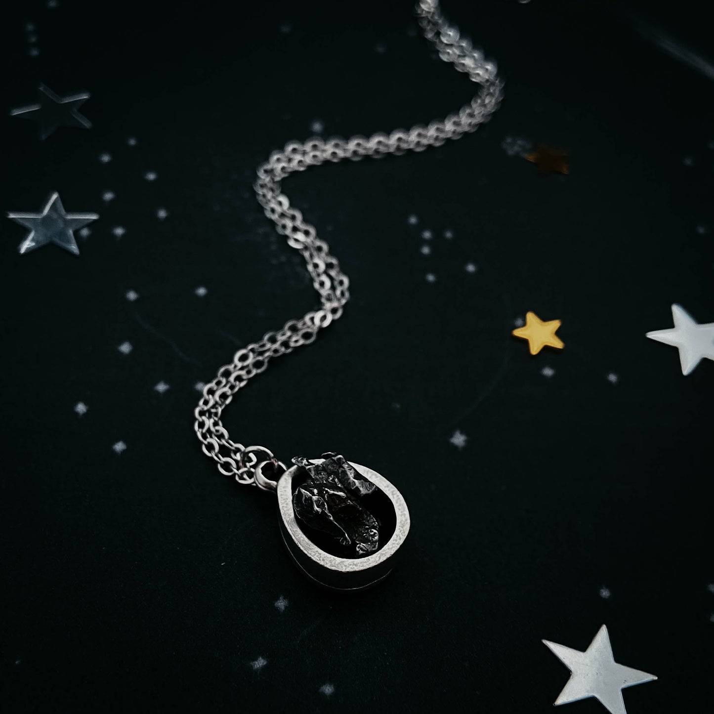 Handmade Small Teardrop Meteorite Pendant
