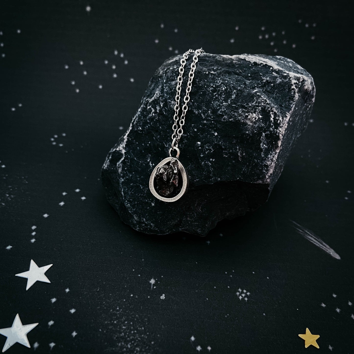 Handmade Small Teardrop Meteorite Pendant