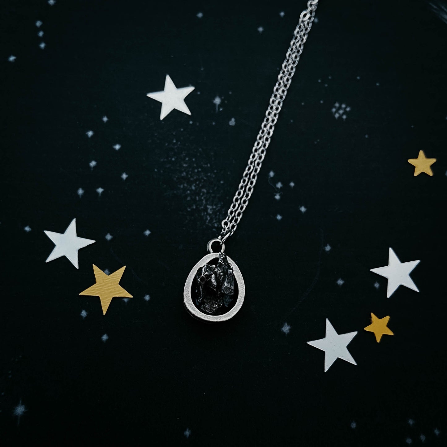 Handmade Small Teardrop Meteorite Pendant