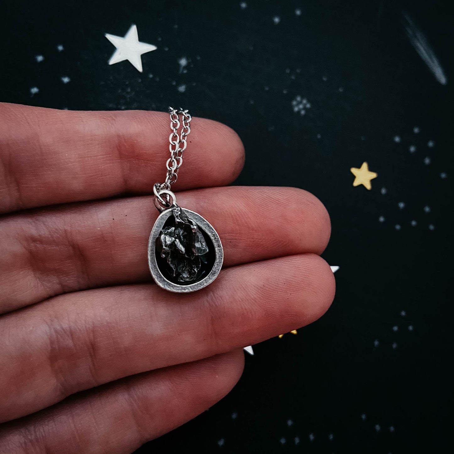Handmade Small Teardrop Meteorite Pendant