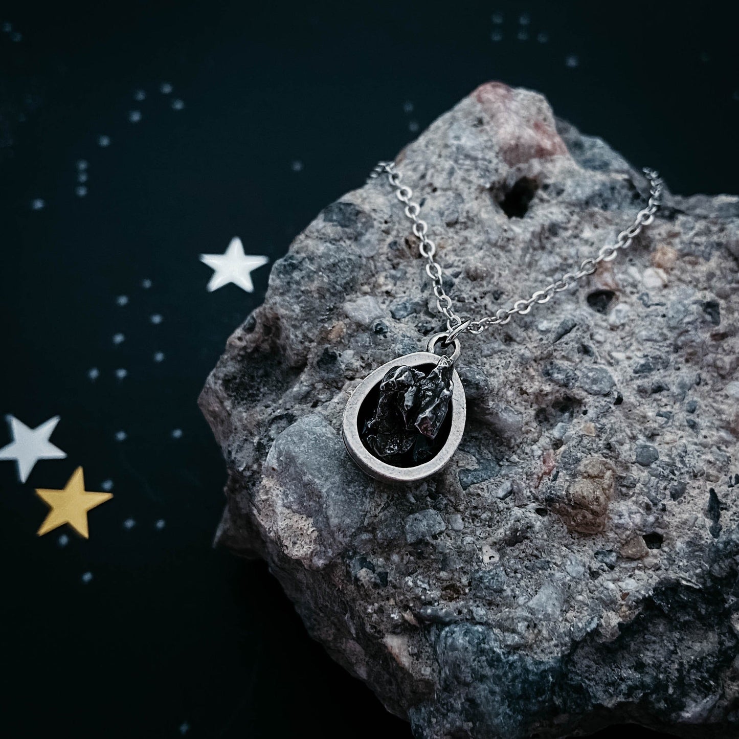 Handmade Small Teardrop Meteorite Pendant