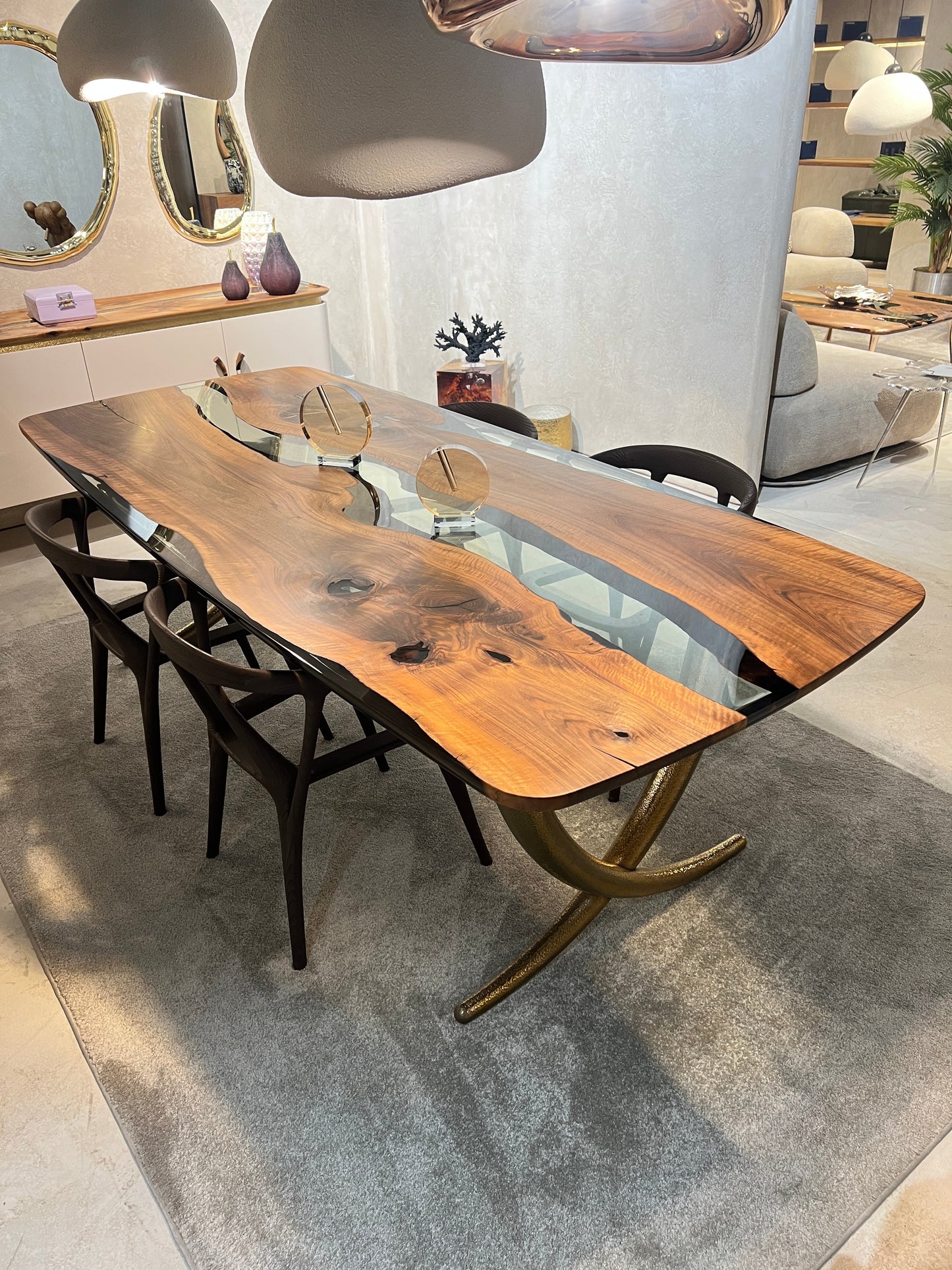 Luxurious Ivory Shaped Legs | Resin Dining Table