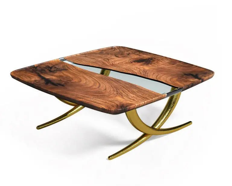 Luxurious Ivory Shaped Legs | Resin & Walnut Coffee Table