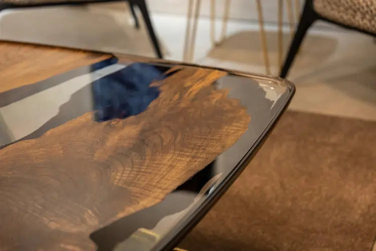 Luxurious Ivory Shaped Legs | Resin & Walnut Coffee Table
