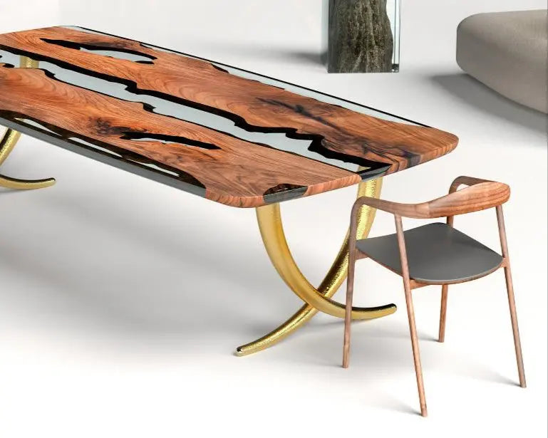 Luxurious Ivory Shaped Legs | Resin Dining Table