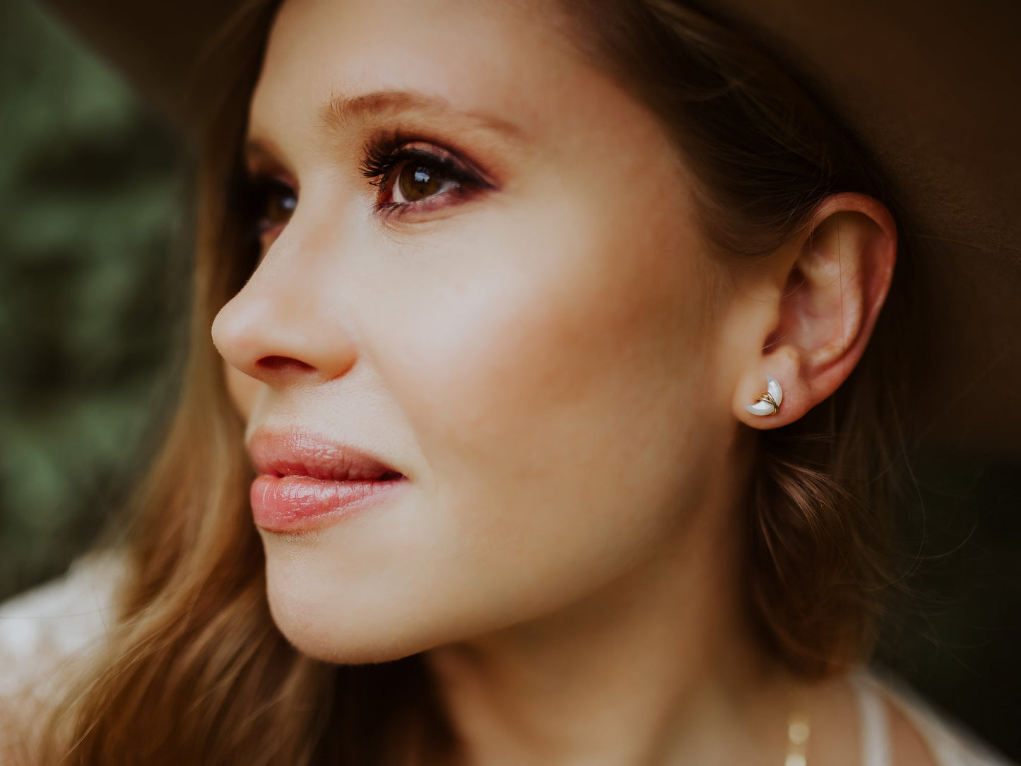 Mini Moonbeam Stud Earrings | Rose Quartz