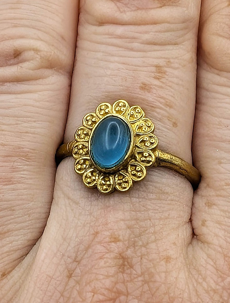 Blue Cat’s Eye Glass & Gold Ring
