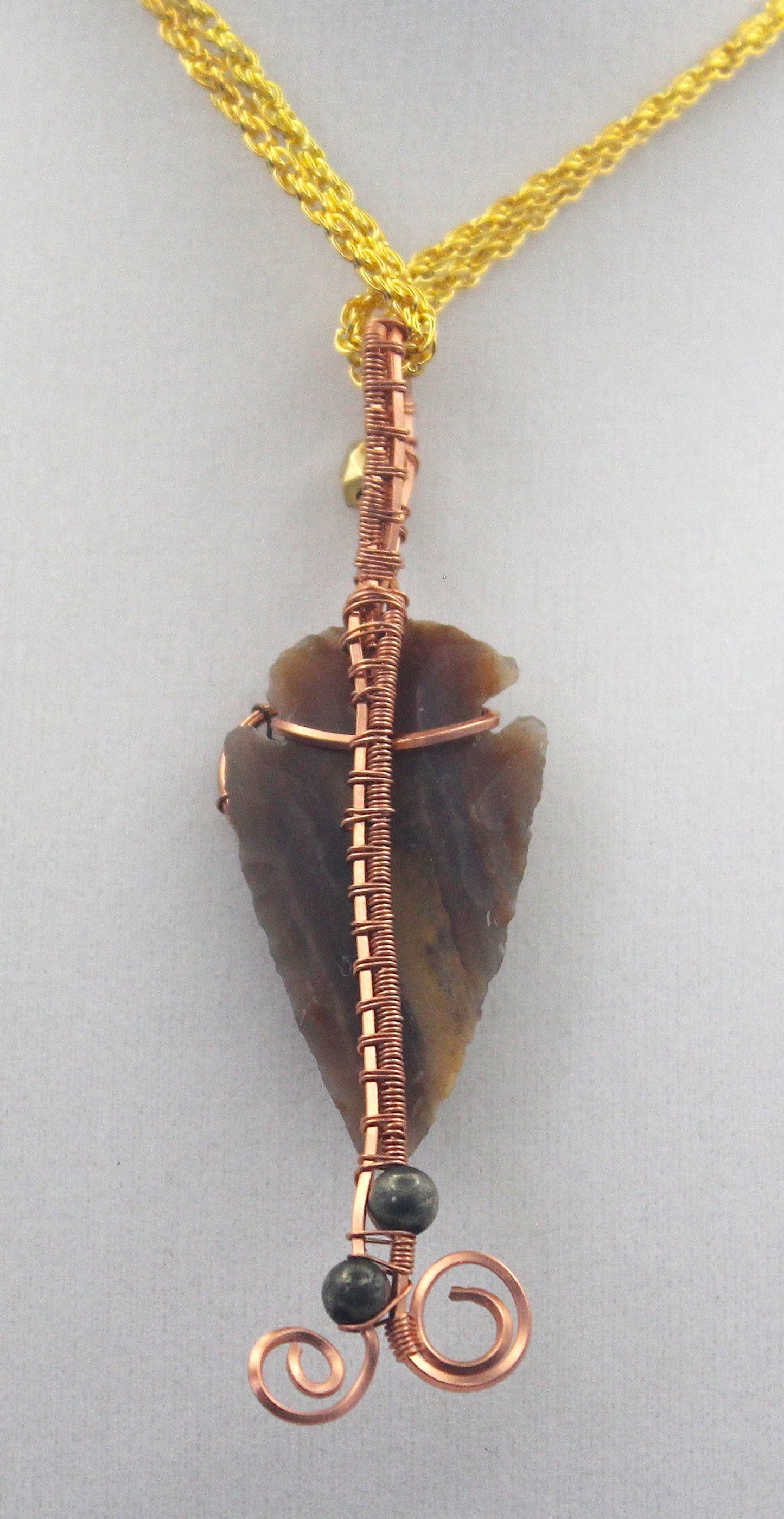 Raw Copper & Jasper | Arrowhead Beaded Pendant Necklace