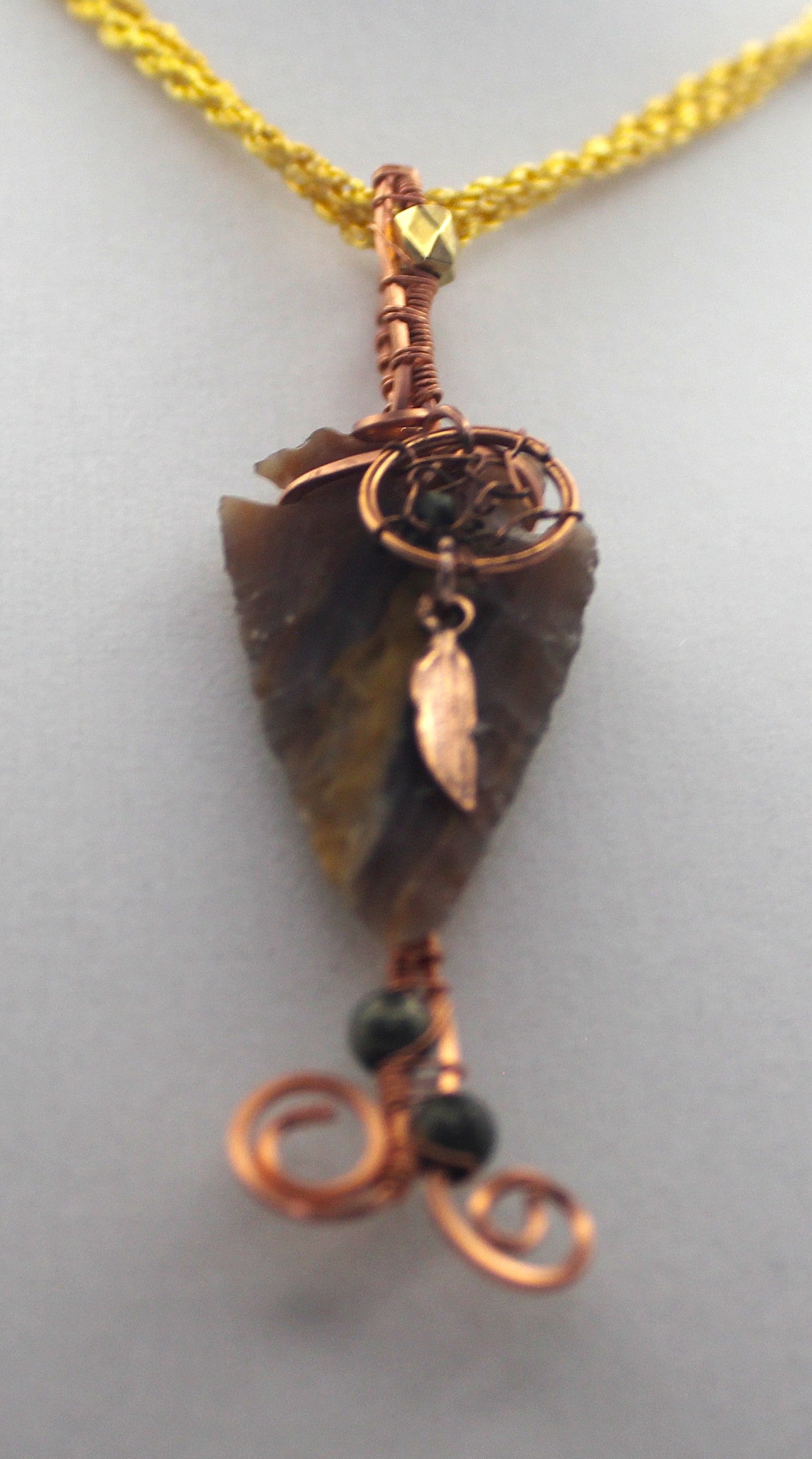 Raw Copper & Jasper | Arrowhead Beaded Pendant Necklace