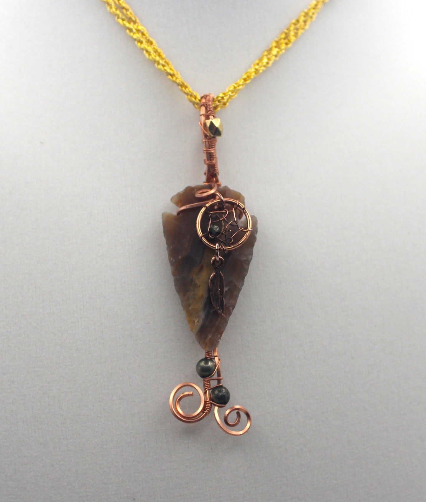 Raw Copper & Jasper | Arrowhead Beaded Pendant Necklace