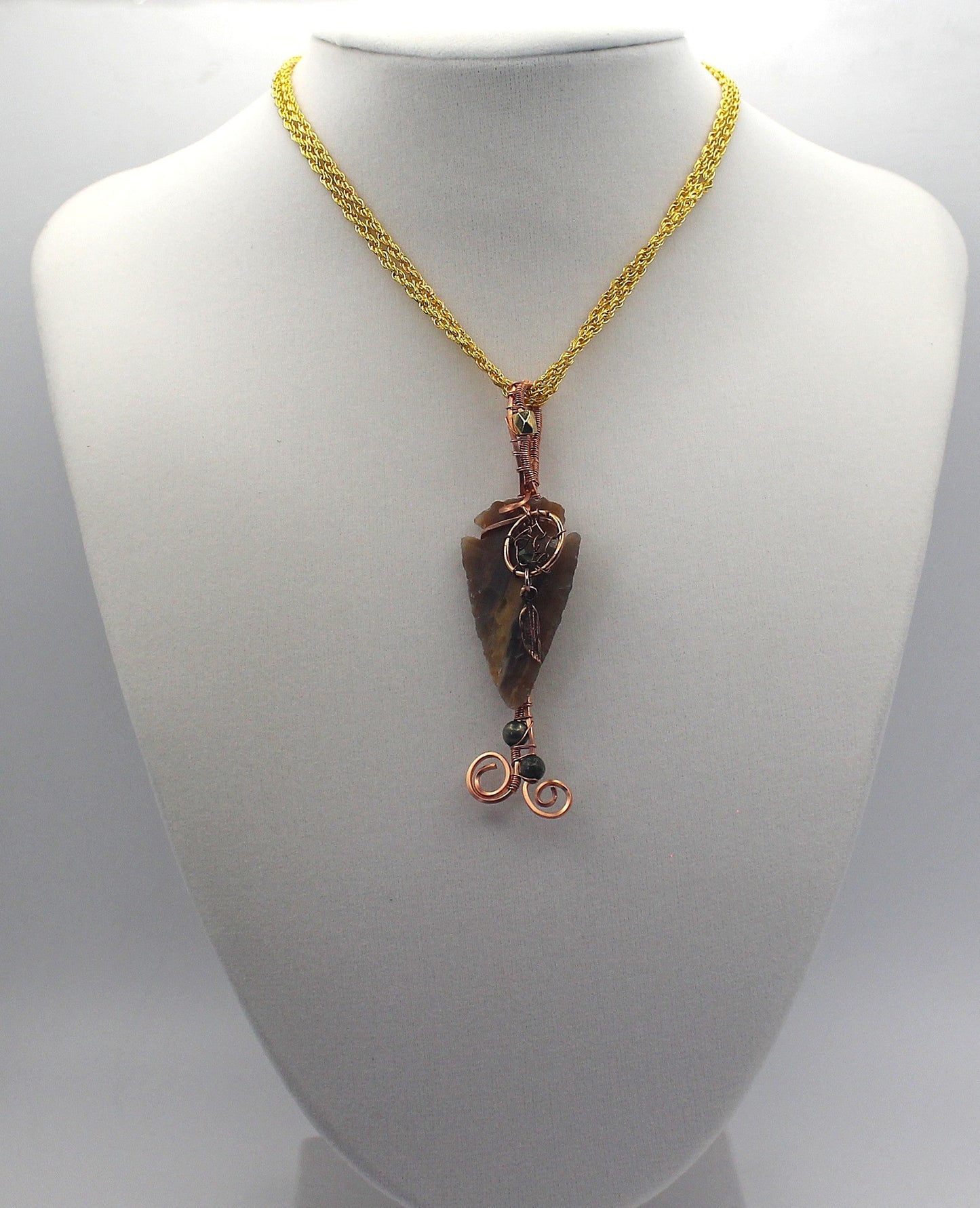 Raw Copper & Jasper | Arrowhead Beaded Pendant Necklace