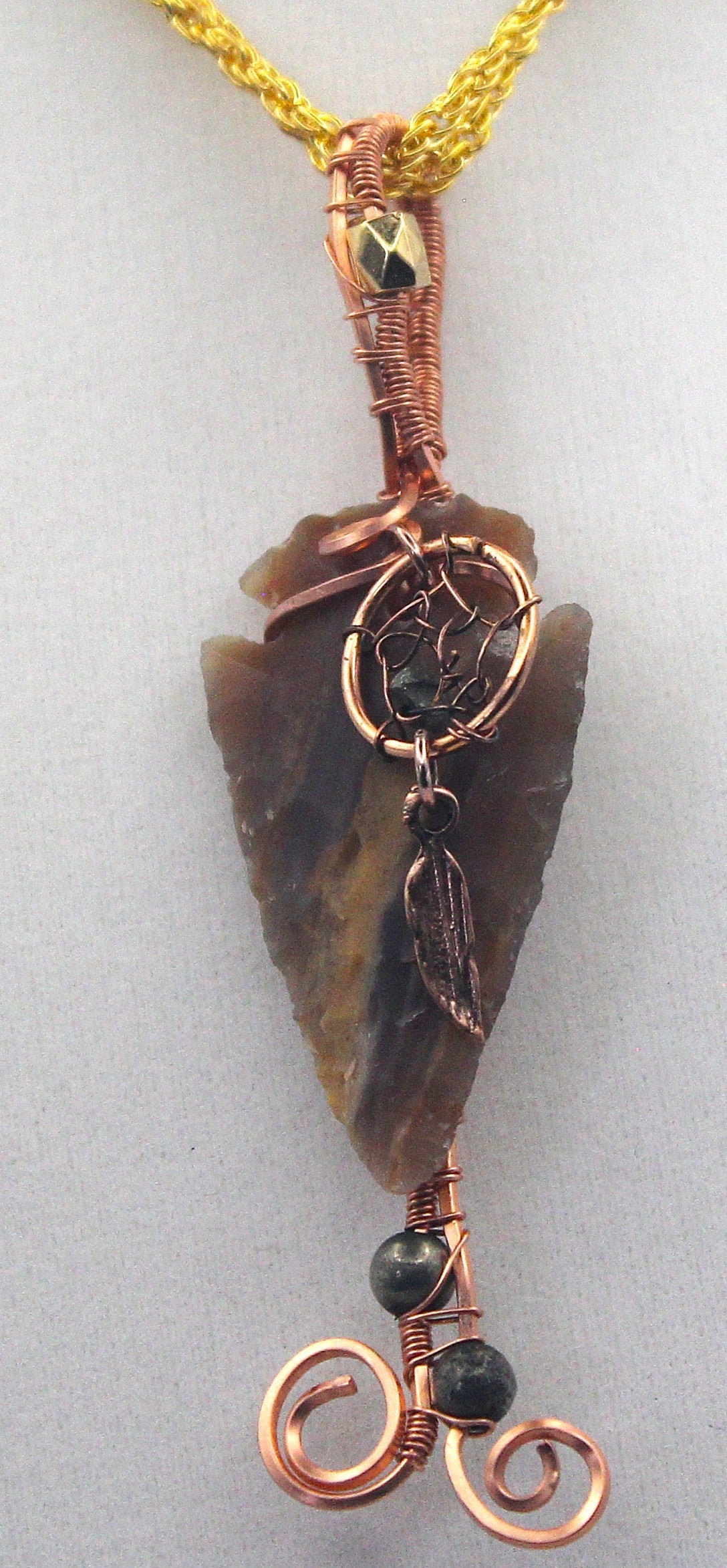 Raw Copper & Jasper | Arrowhead Beaded Pendant Necklace