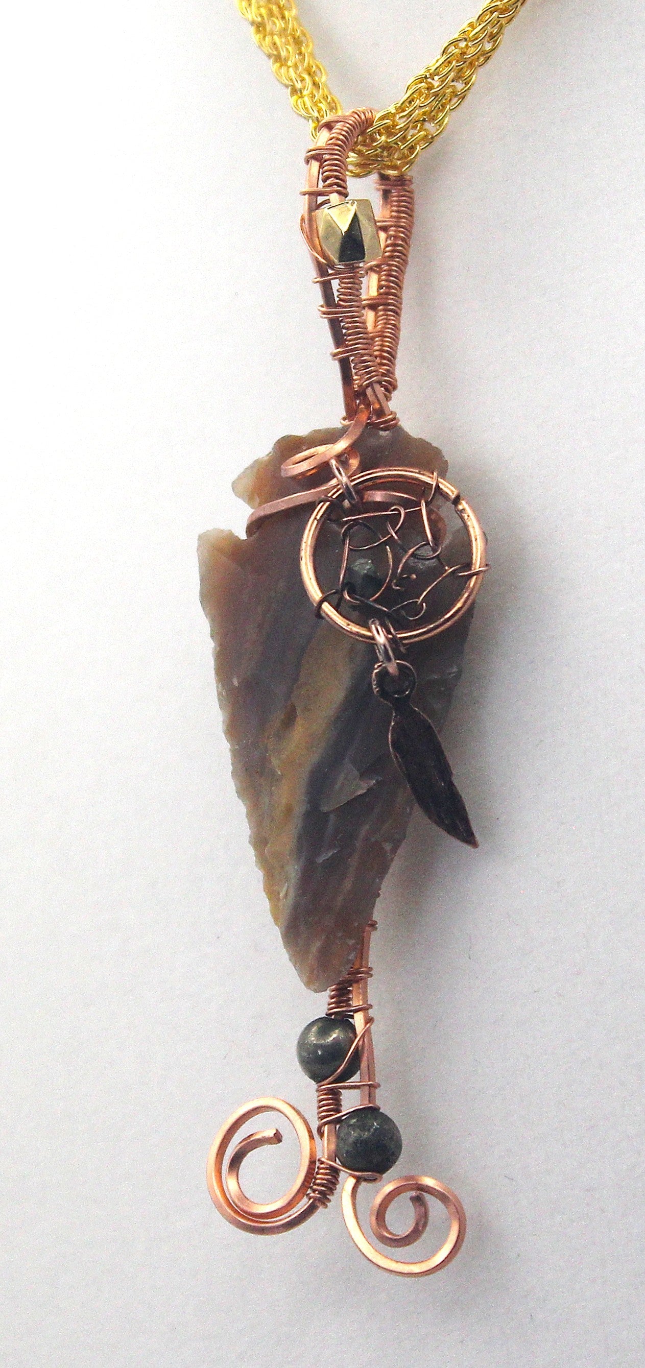 Raw Copper & Jasper | Arrowhead Beaded Pendant Necklace