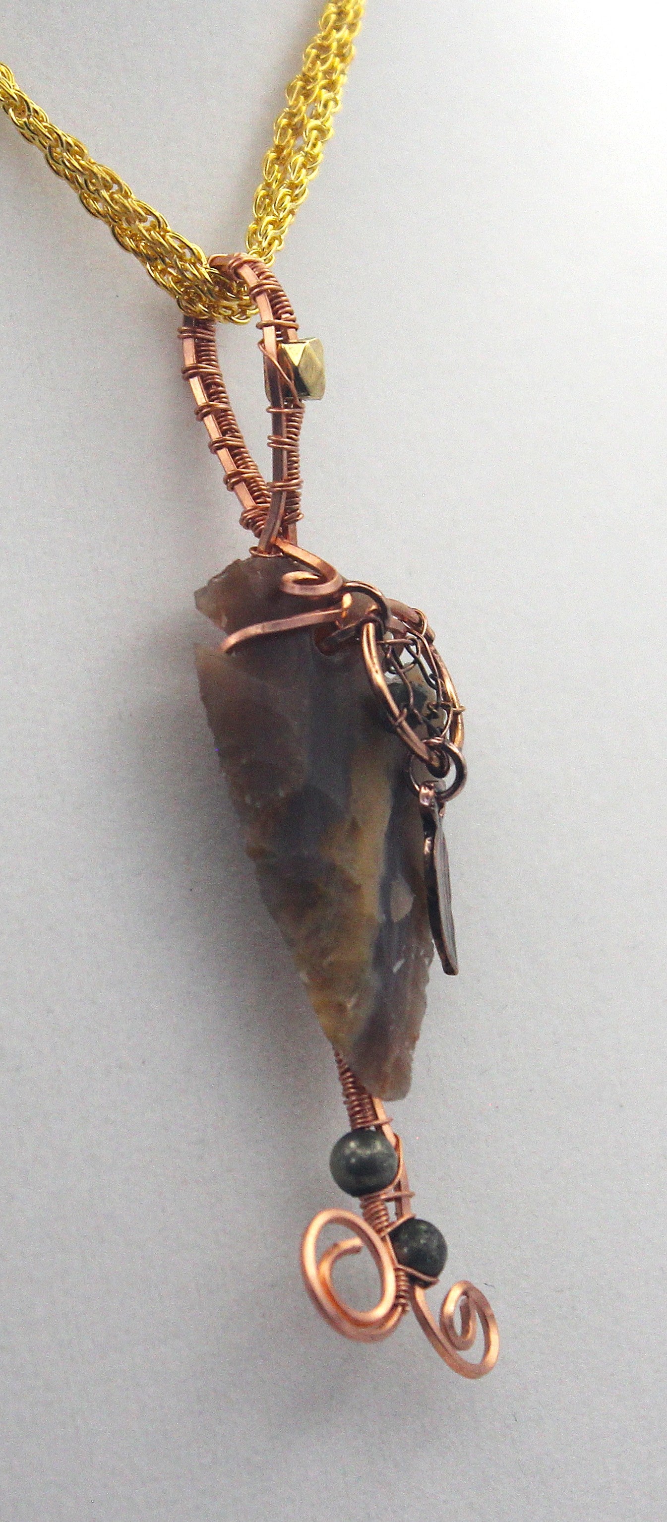 Raw Copper & Jasper | Arrowhead Beaded Pendant Necklace
