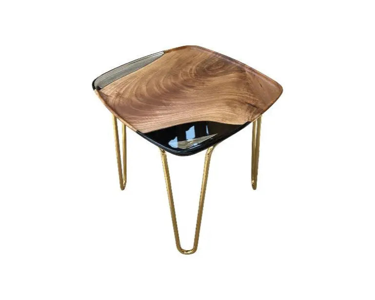 Resin Side Table | Walnut Wood