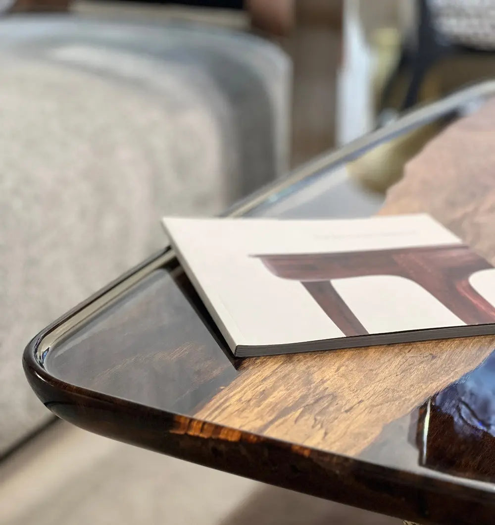 Resin Side Table | Walnut Wood