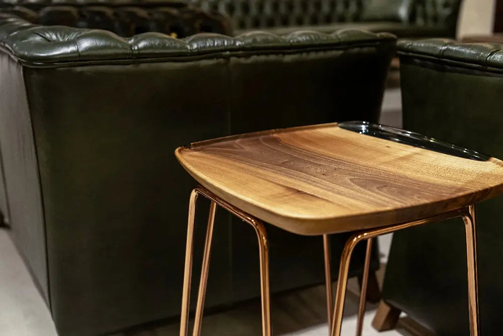 Resin Side Table | Walnut Wood