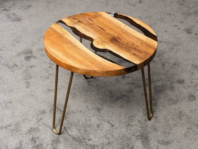 Resin & Walnut | Round Side Table | End Table