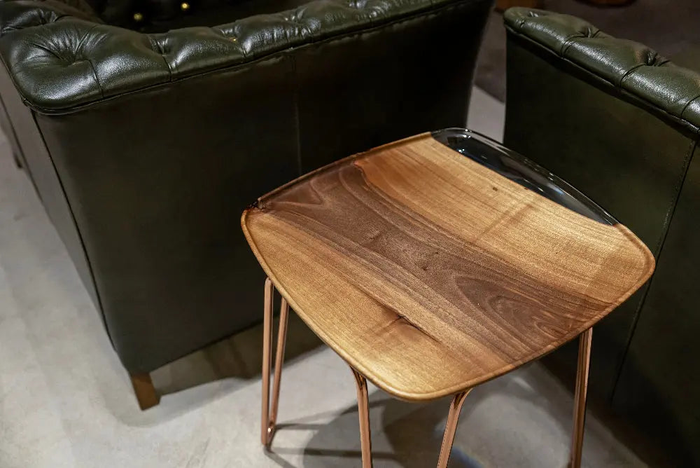 Resin Side Table | Walnut Wood