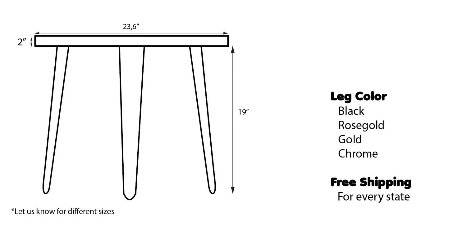 Resin & Walnut | Round Side Table | End Table