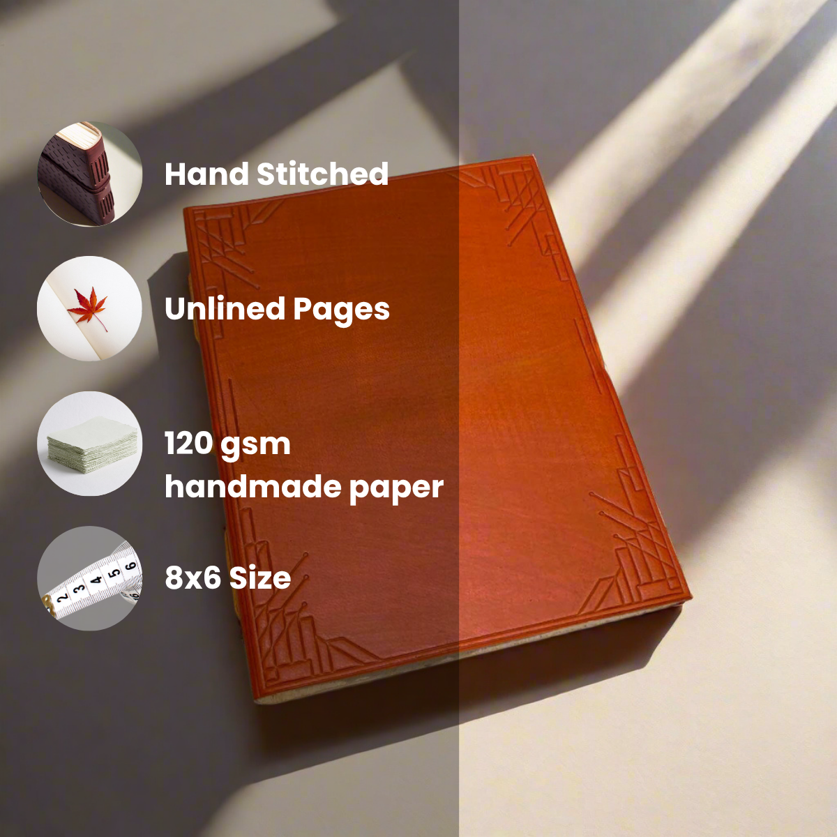 Handmade Leather Journal | Lined Pages