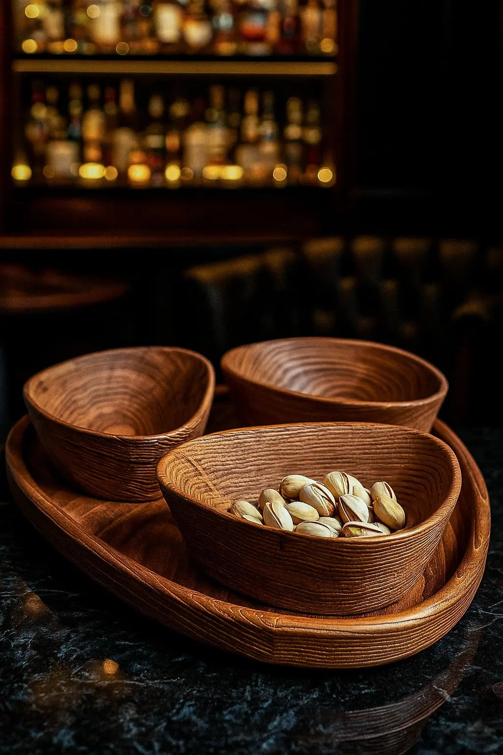 Handcrafted Luxury Wooden Bowl Set with Tray