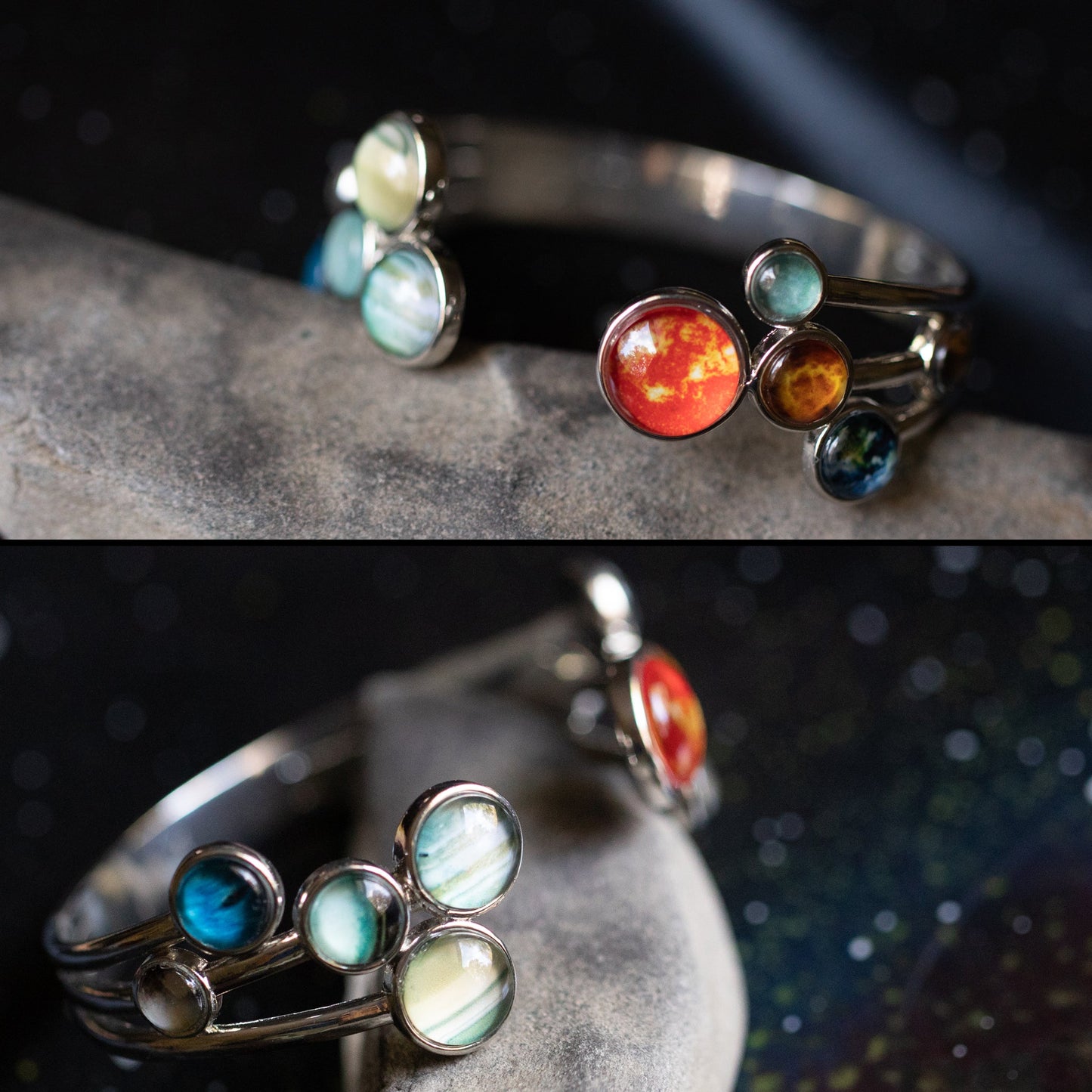 Handmade Open Solar System Cuff Bracelet