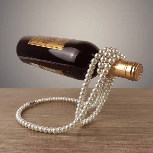 NNEDSZ White Modern Floating Pearl Wine Bottle Holder - Elegant Home Decor, Unique Kitchen Accessory for Dining, Bar, and Living Room-0