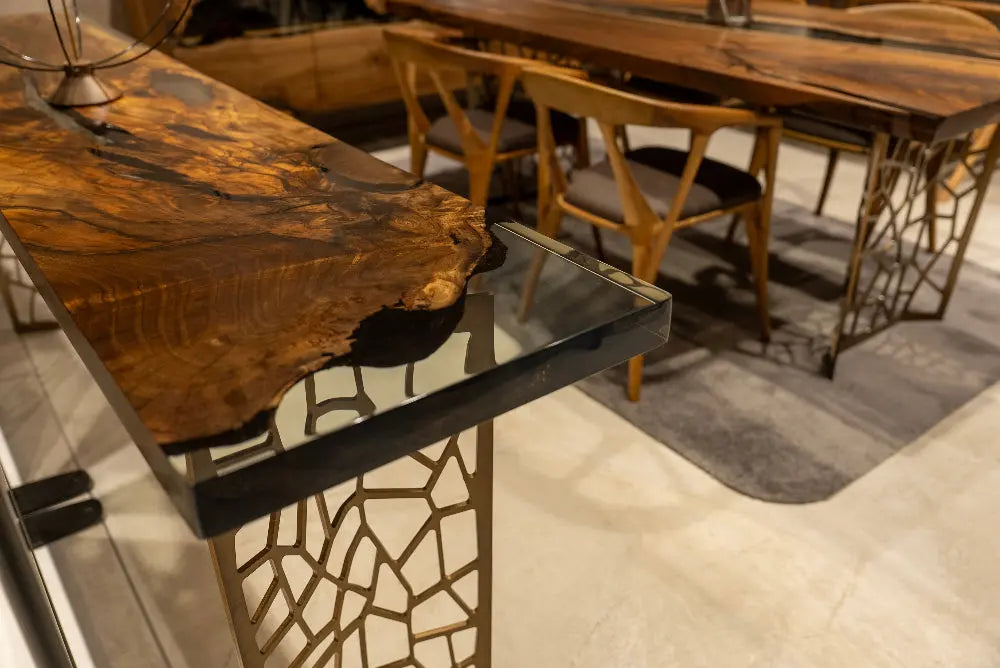 Walnut Wood & Resin Sofa Console | Entry Table