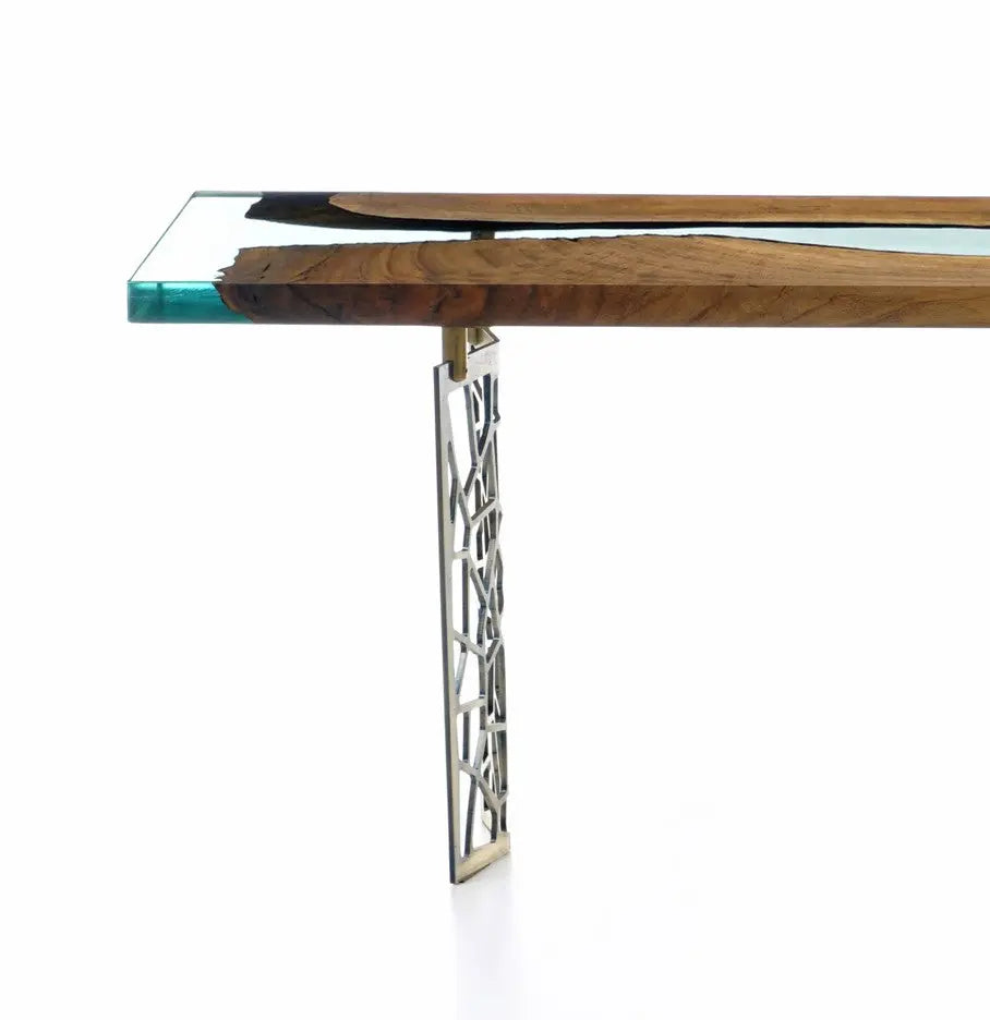 Walnut Wood & Resin Sofa Console | Entry Table