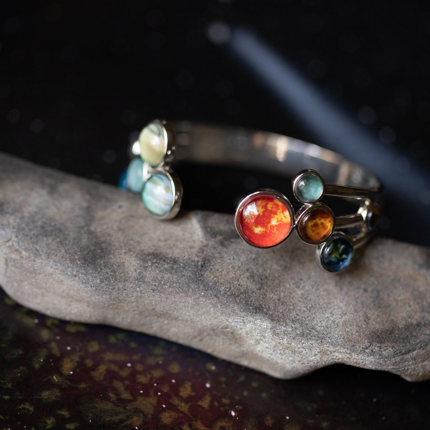 Handmade Open Solar System Cuff Bracelet