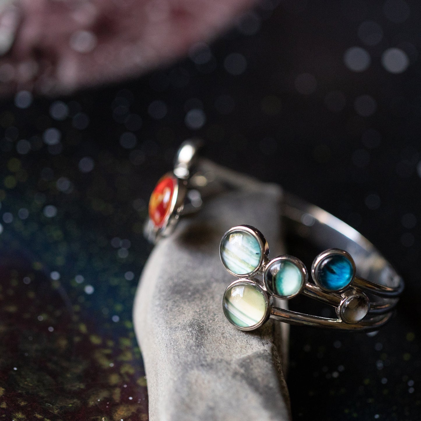 Handmade Open Solar System Cuff Bracelet