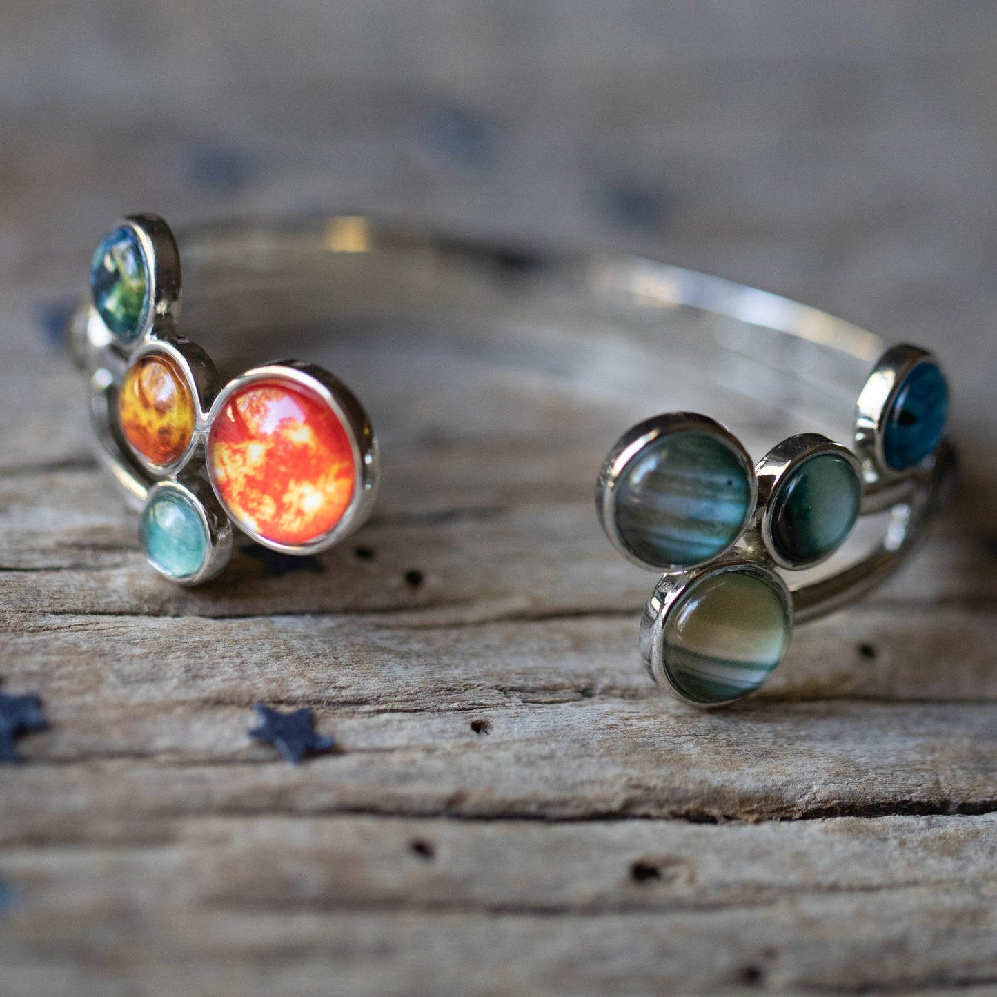 Handmade Open Solar System Cuff Bracelet