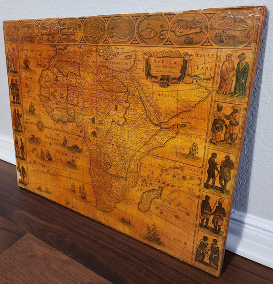 Antique Africa Map on Wood