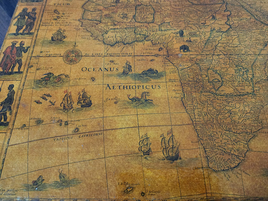 Antique Africa Map on Wood