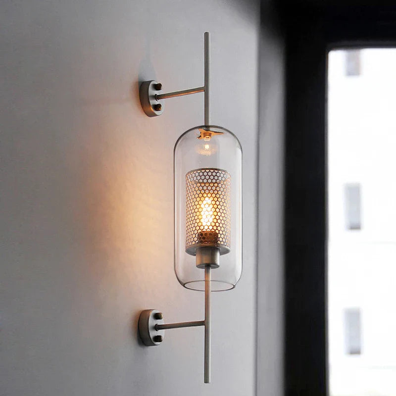Retro Industrial Glass Ball Wall Sconce