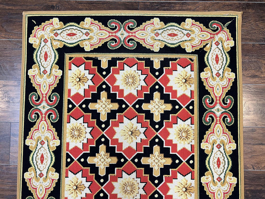 Vintage Runner Rug 3.5 x 14, Long Runner Rug, Stark Custom Made Carpet, European Design, Red Black Ivory Tan, Long Rug for Hallway-2