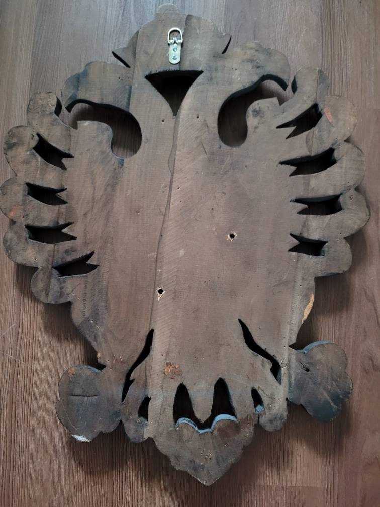 Antique Carved Wooden Blason of Toledo Spain Coat of Arms