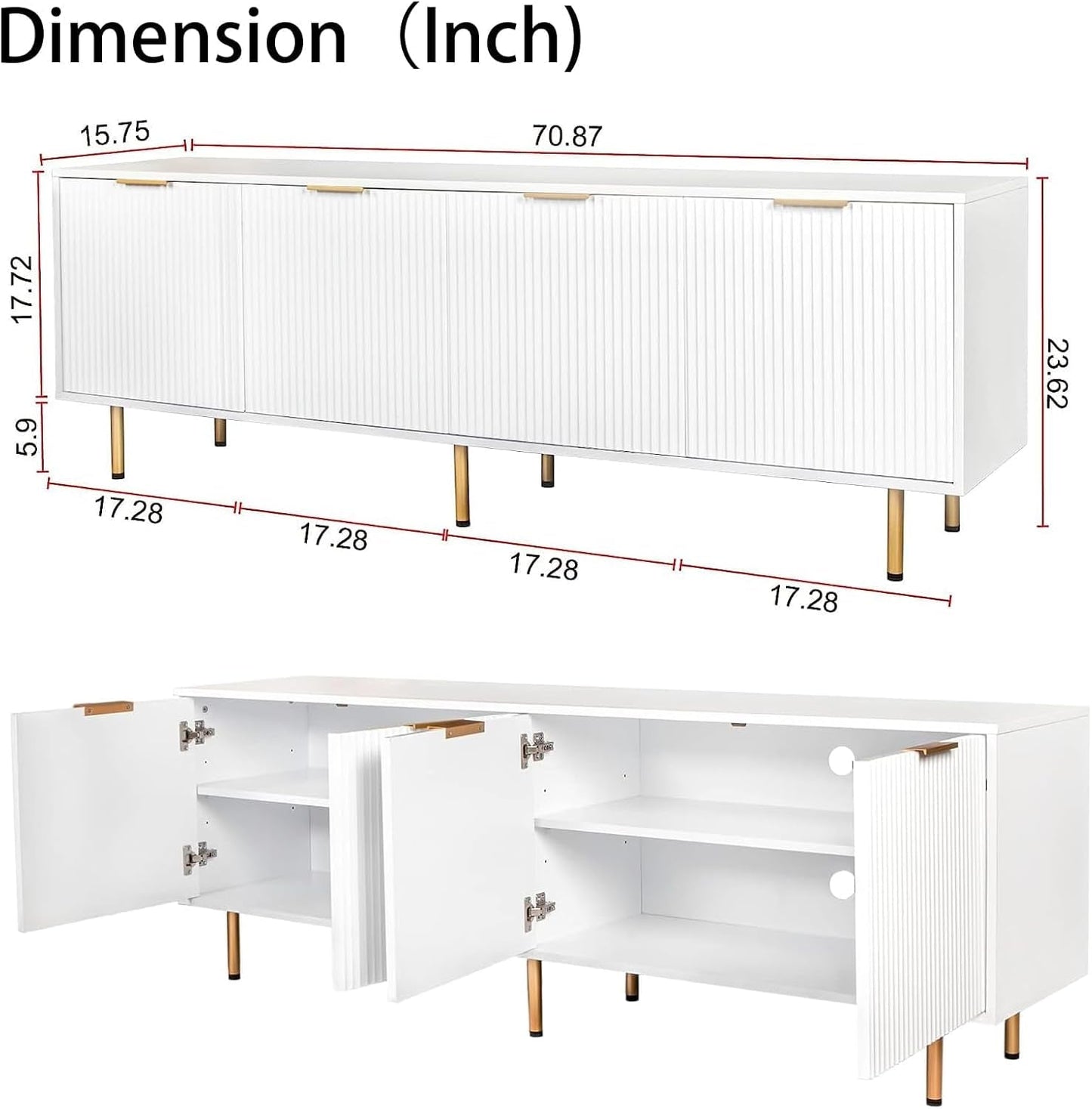 White EightyInch Mid Century Modern TV Entertainment Center-1