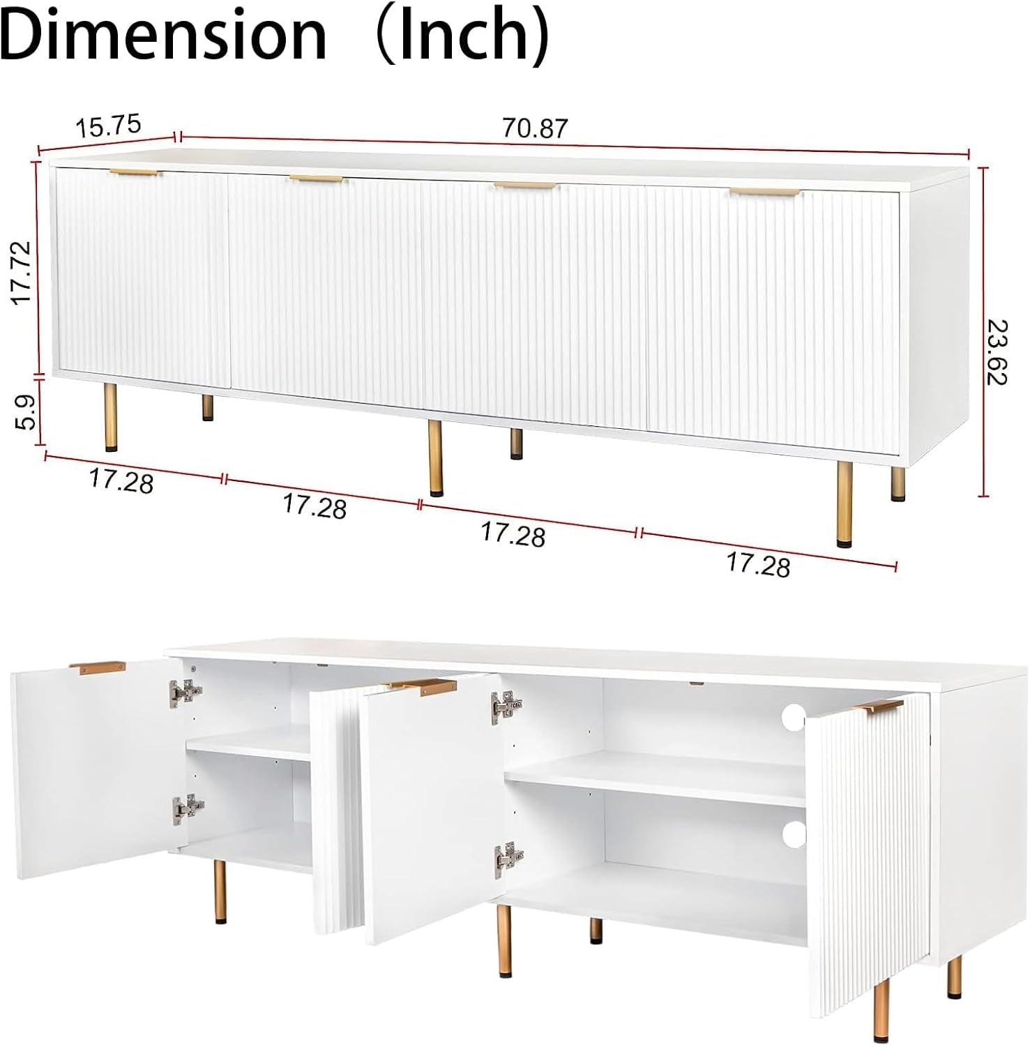 White EightyInch Mid Century Modern TV Entertainment Center-1