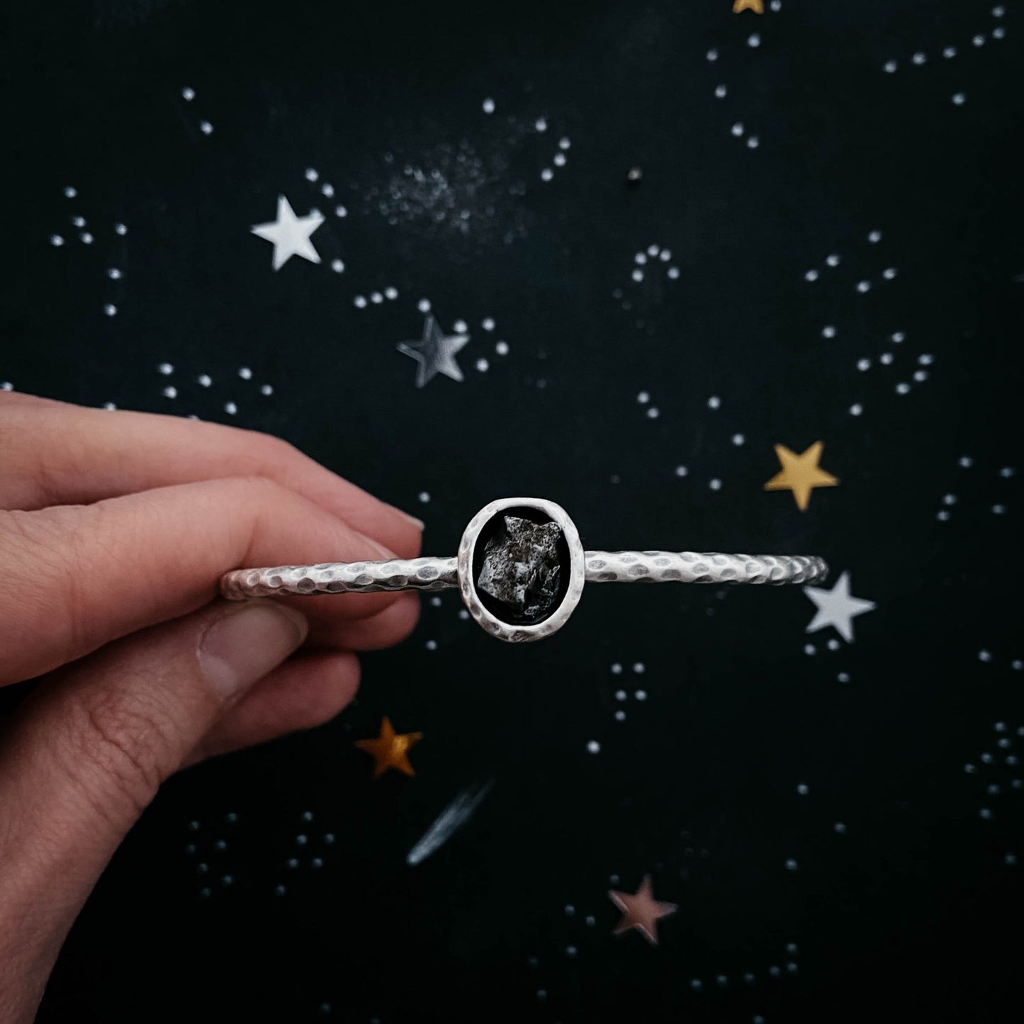 Handmade Oval Meteorite Cuff Bracelet