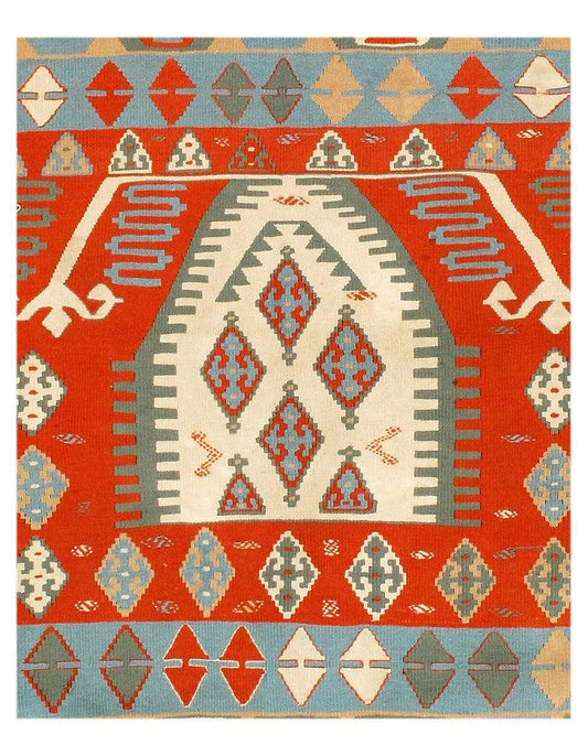 Canvello 1960s Vintage Turkish Kilim Rug - 3'10" x 5'9"-1