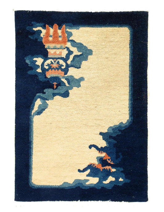 Canvello Elegance and Opulence An Antique Chinese Art Deco Rug - 2' X 2'11''-0