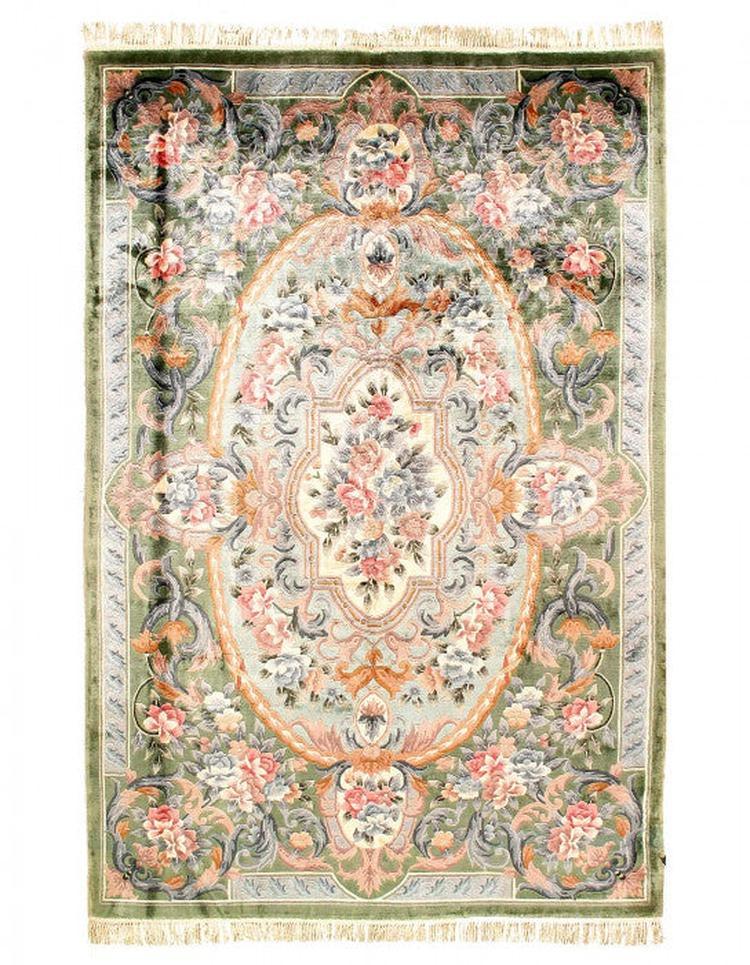 Canvello Fine Hand Knotted V.silk Chinese Aubusson rug 6' X 9'-0