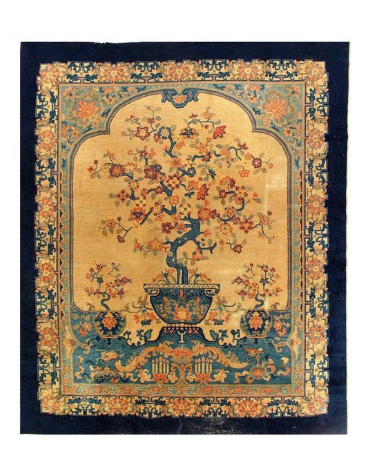 Vintage Handmade Rug | Chinese Art Deco | 7'11'' X 9'6''