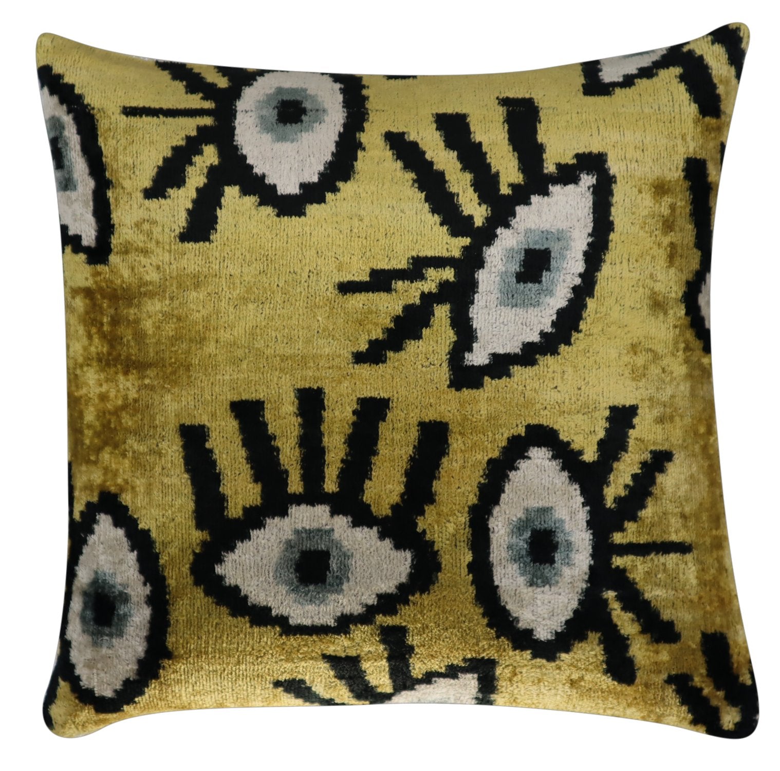 Canvello Handmade Luxury Handmade Velvet Silk Evil Eye Throw Pillow With Down Insert-0