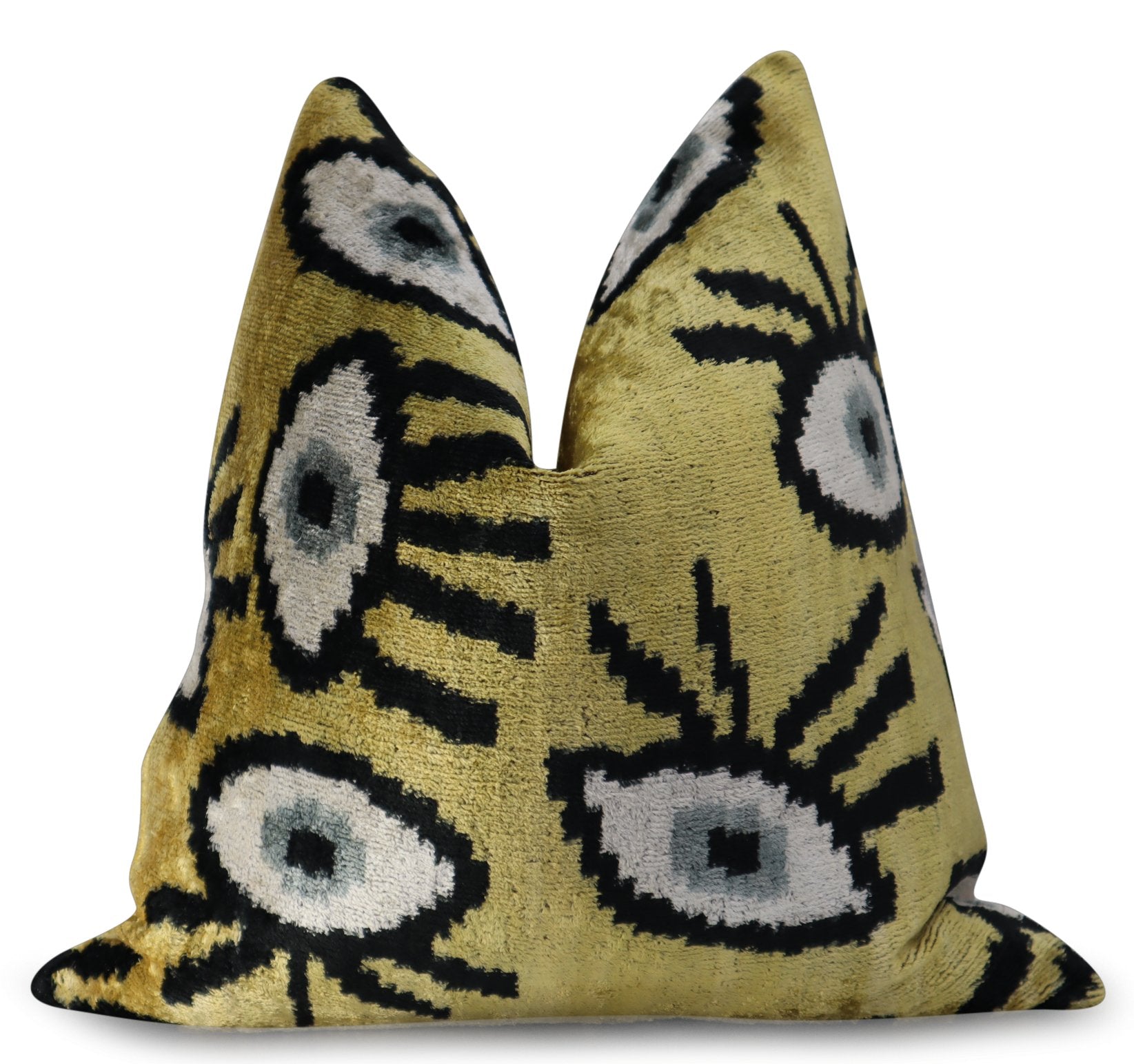 Canvello Handmade Luxury Handmade Velvet Silk Evil Eye Throw Pillow With Down Insert-1